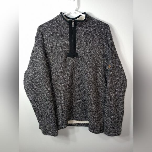 Orvis Sherpa Lined 1/4 Zip Pullover Sweater Gray Large - Picture 1 of 10